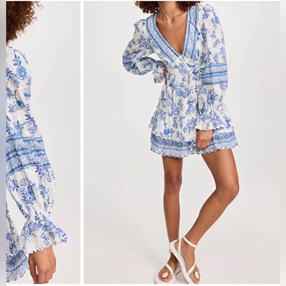 Hemant & Nandita Belted Mini Dress in Cobalt & White, Excellent, Size XXL - Picture 4 of 11